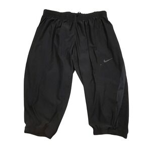 Nike Dri-FIT Women Black Cropped Athletic Pants Capri Joggers XL Reflective Logo